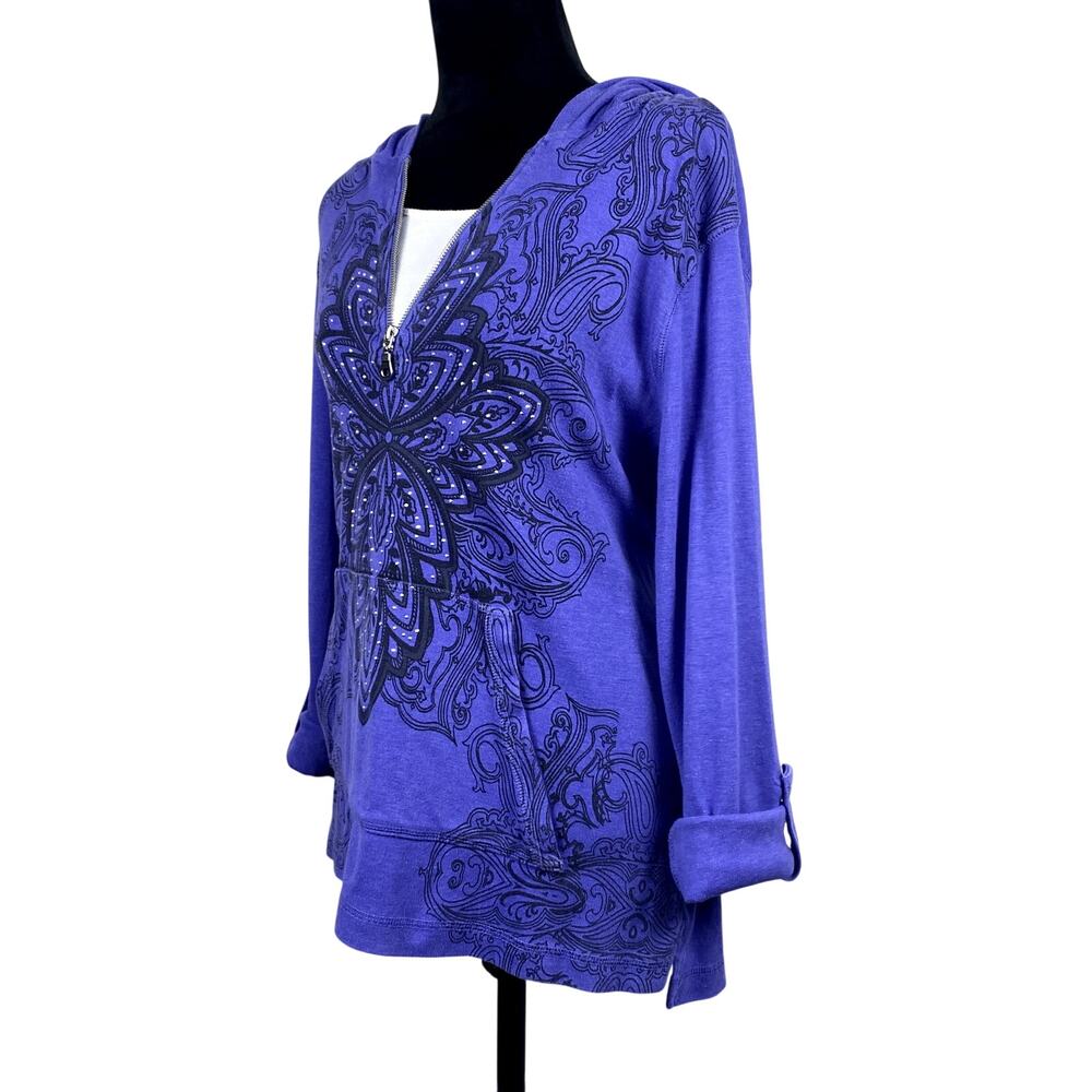 Y2K Style&Co Rhinestone Mandala Layered Quauter Zip Adjustable Grunge Hoodie XL - Picture 3 of 10